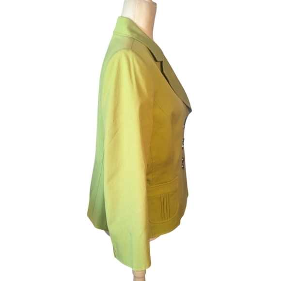 Green Cropped Double Breasted Old Money Cropped Office Siren Blazer sz 14P - Picture 3 of 10